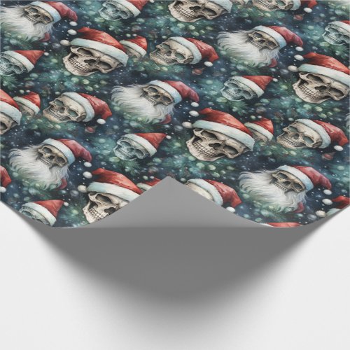 Gothic Santa Hats Green and Red Alternative Xmas Wrapping Paper