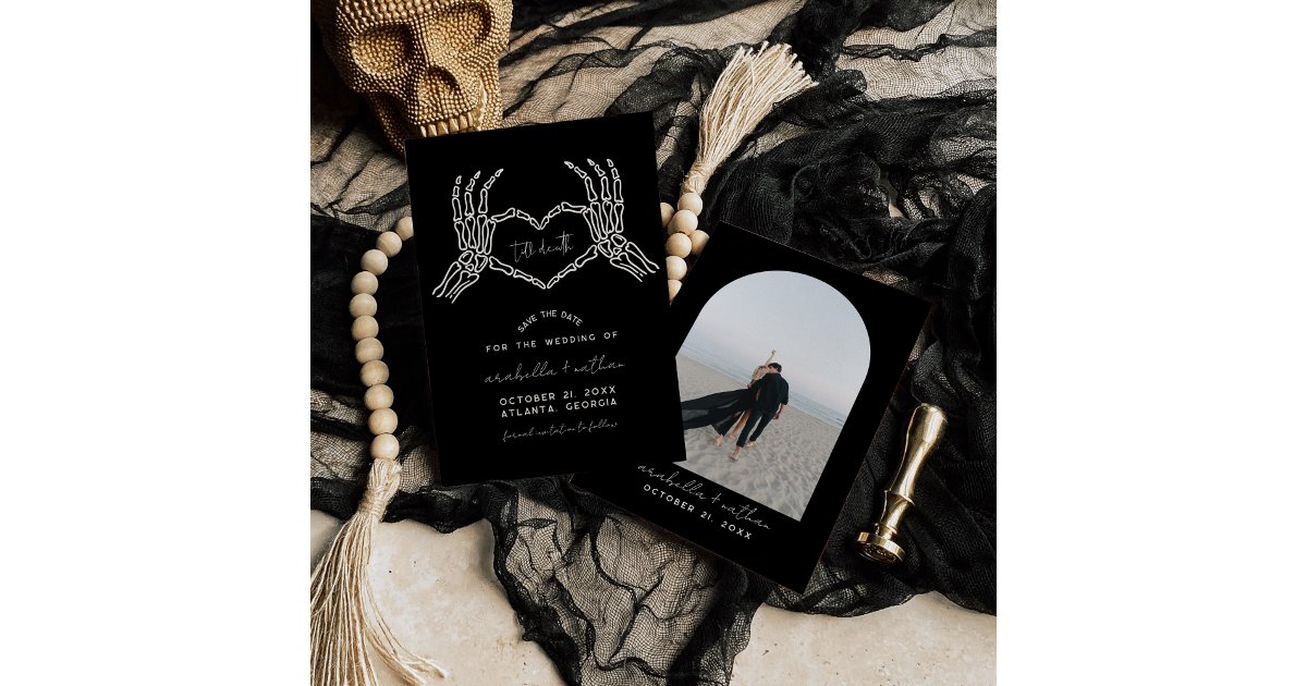 Gothic Save The Date, Black Save The Date Wedding  Invitation