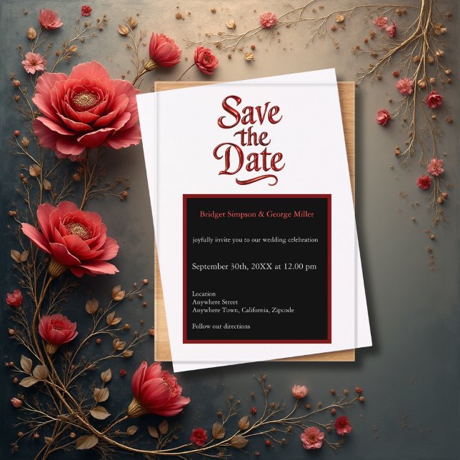 Gothic Save the Date – transparant red Metallic  (Creator Uploaded)