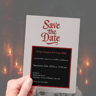 Gothic Save the Date – transparant red Metallic 