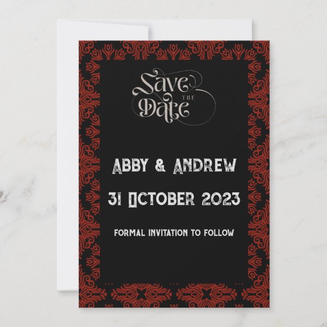 Gothic Save the Date Wedding Card - Editable text (Front)