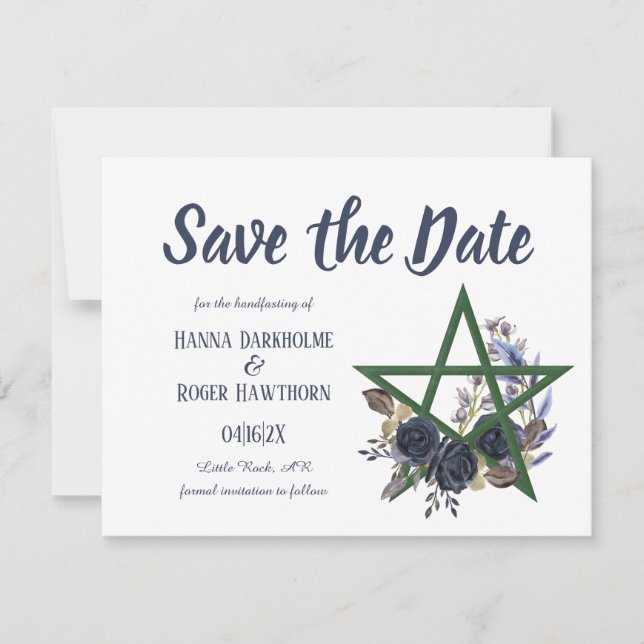 Gothic Save the Date | Wiccan Floral Handfasting (Front)