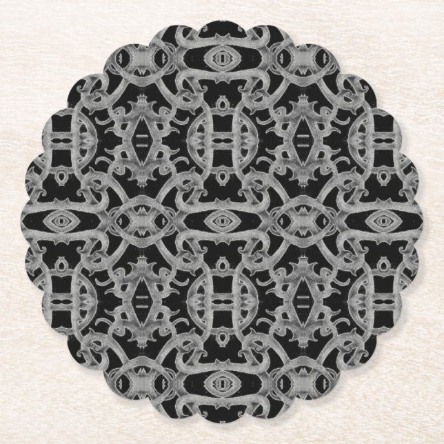 GOTHIC Scalloped Round Paper Coasters (Front)