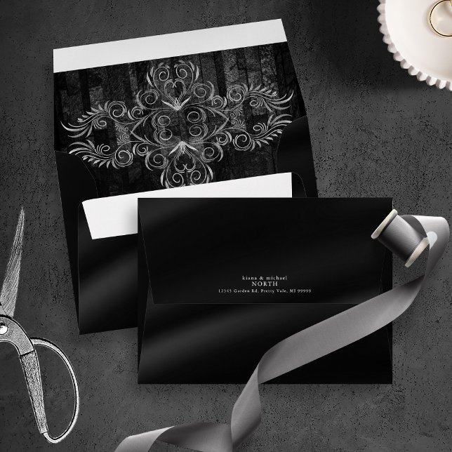 Gothic Scrollwork Wedding ID866 Envelope (Interior/Back In Situ)