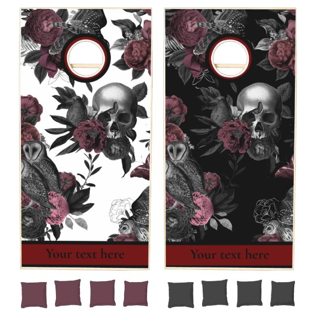 Gothic Sculls and Roses Personalized Cornhole Set (Set)