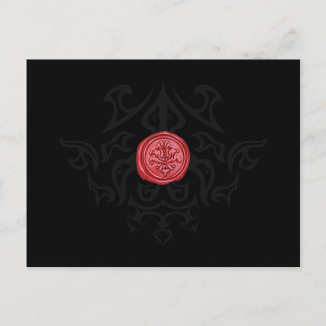 Gothic Sealing Wax Black & White RSVP Card (Front)