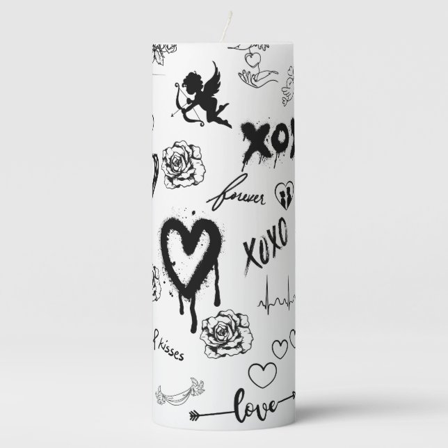 Gothic Seamless Pattern Pillar Candle (Front)