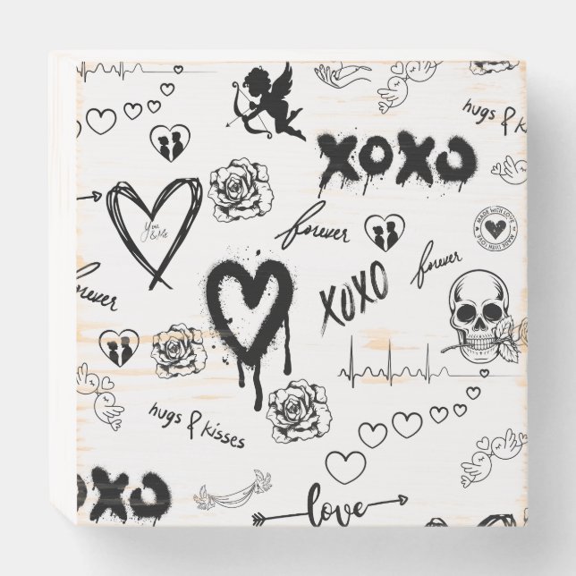 Gothic Seamless Pattern Wooden Box Sign (Front Horizontal)