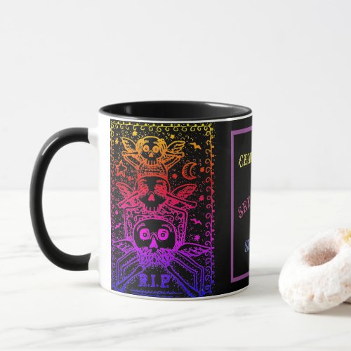 GOTHIC SEE NO EVIL CEMETERY SKELETONS COMBO MUG