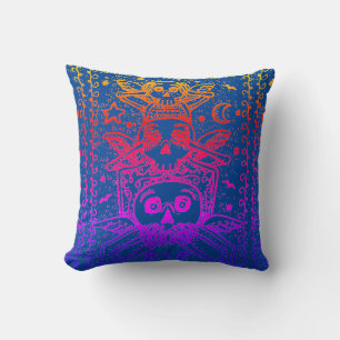 GOTHIC SEE NO EVIL, CEMETERY TOMBSTONES, SKELETONS THROW PILLOW