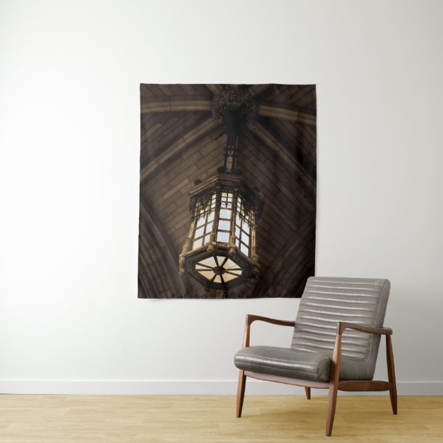 Gothic Sepia Hanging Light Tapestry (In Situ)