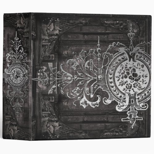 Gothic Silver and Black Victorian Ancient Tome 3 Ring Binder