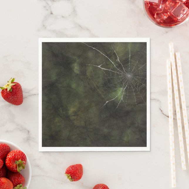 Gothic Silver Web Distressed  Napkins (Insitu)