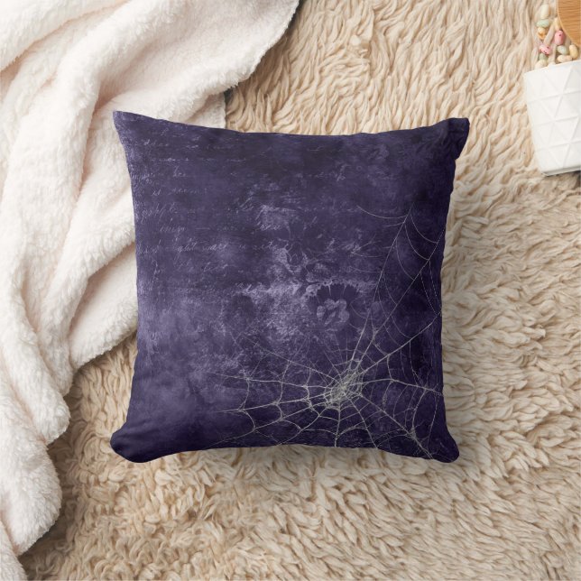 Gothic Silver Web Distressed  Throw Pillow (Blanket)