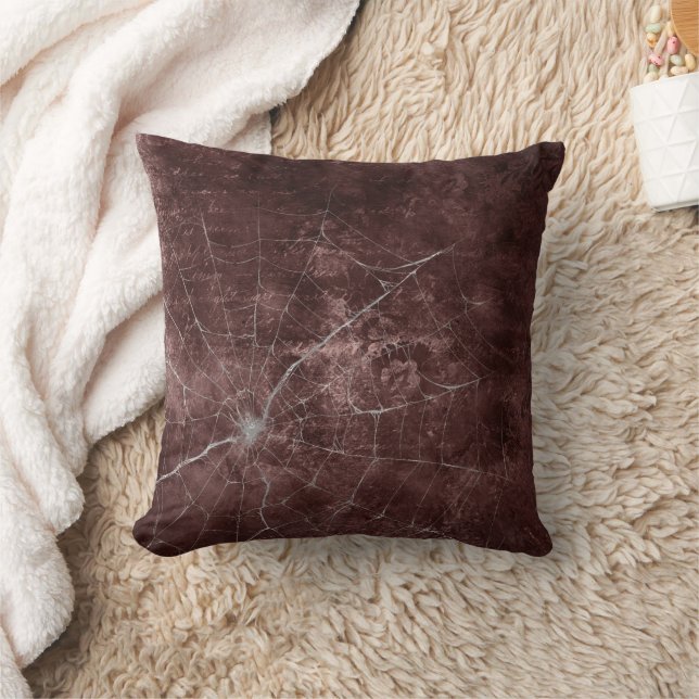 Gothic Silver Web Distressed  Throw Pillow (Blanket)