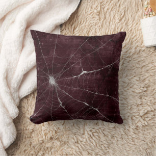Gothic Silver Web Distressed  Throw Pillow