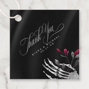 Gothic Skeletal Hand Thank You Burgundy ID866 Favor Tags