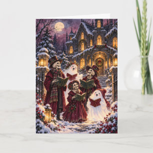 Gothic Skeleton and Ghost Carolers Creepmas Holiday Card