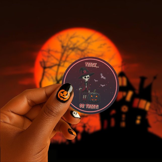 Gothic Skeleton and Pumpkin Halloween Sticker (Creator Uploaded)