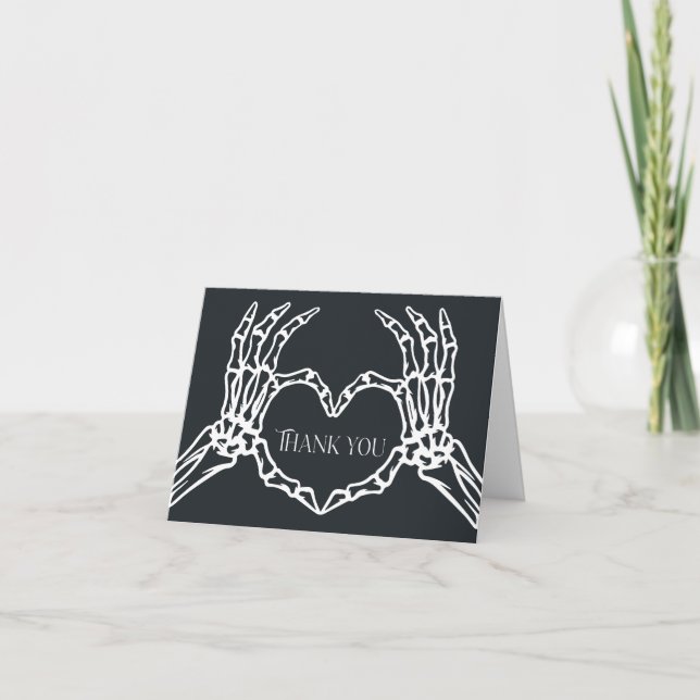 Gothic Skeleton Baby Shower Thank You Card (Front)
