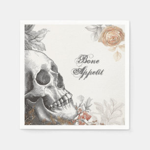 Gothic Skeleton Bone Appetit Halloween Napkins