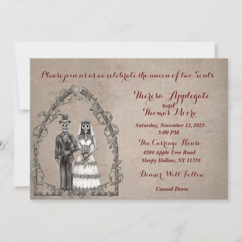 Gothic Skeleton Bride and Groom Invitation