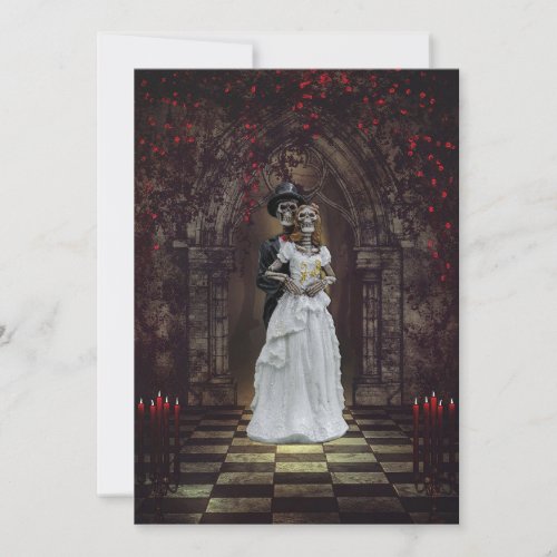 Gothic Skeleton Bride and Groom Invitation