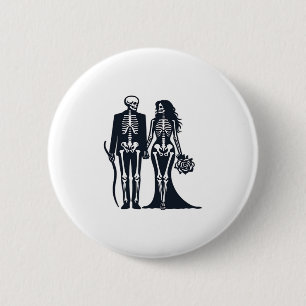 Gothic Skeleton Bride & Groom – Till Death Do Us P Button