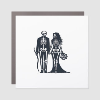 Gothic Skeleton Bride & Groom – Till Death Do Us P Car Magnet