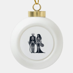 Gothic Skeleton Bride & Groom – Till Death Do Us P Ceramic Ball Christmas Ornament