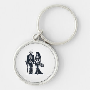 Gothic Skeleton Bride & Groom – Till Death Do Us P Keychain