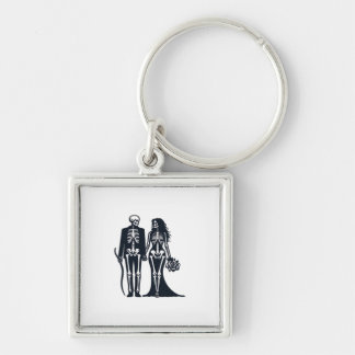 Gothic Skeleton Bride & Groom – Till Death Do Us P Keychain