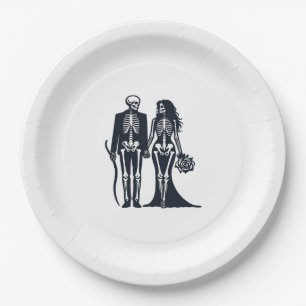 Gothic Skeleton Bride & Groom – Till Death Do Us P Paper Plates