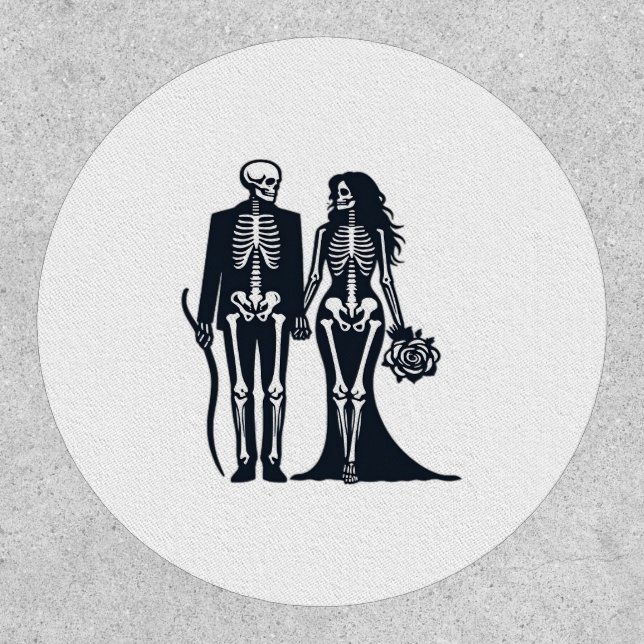Gothic Skeleton Bride & Groom – Till Death Do Us P Patch (Front)