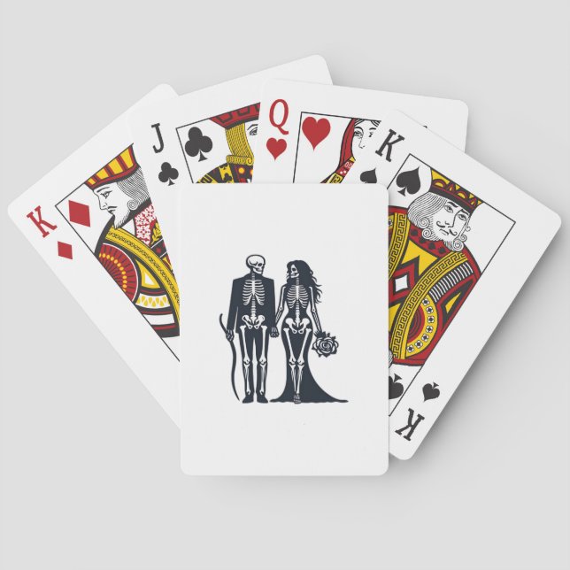 Gothic Skeleton Bride & Groom – Till Death Do Us P Poker Cards (Back)