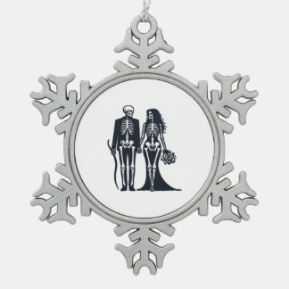 Gothic Skeleton Bride & Groom – Till Death Do Us P Snowflake Pewter Christmas Ornament