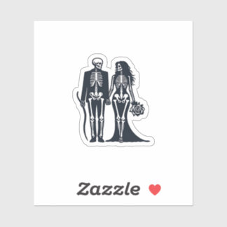 Gothic Skeleton Bride & Groom – Till Death Do Us P Sticker
