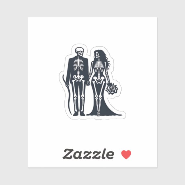 Gothic Skeleton Bride & Groom – Till Death Do Us P Sticker (Sheet)