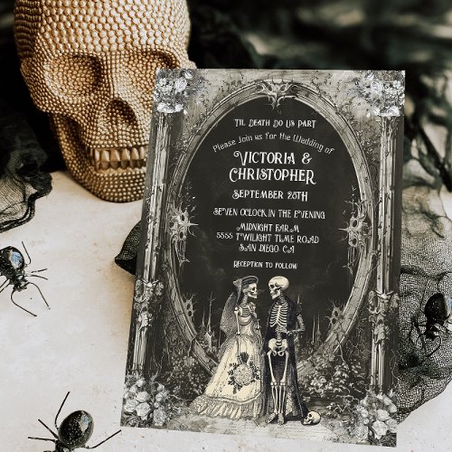 Gothic Skeleton Bride  Groom Wedding Invitation