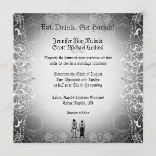 Gothic  Skeleton Bride & Groom Wedding Invitations