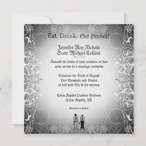 Gothic  Skeleton Bride &amp; Groom Wedding Invitations