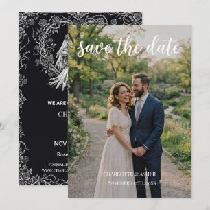 Gothic Skeleton Bride Photo Halloween Save the Dat Date