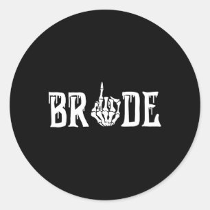 Gothic Skeleton Bride Wedding Just Married Spooky  Classic Round Sticker