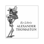 Gothic Skeleton Carrying Books Library Name Self-inking Stamp