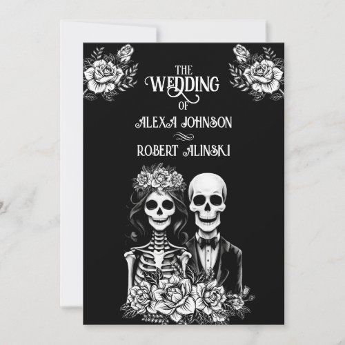 Gothic skeleton couple All in One Wedding Invite