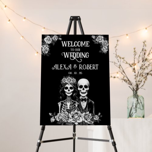 Gothic skeleton couple All in One Wedding Invite Foam Board