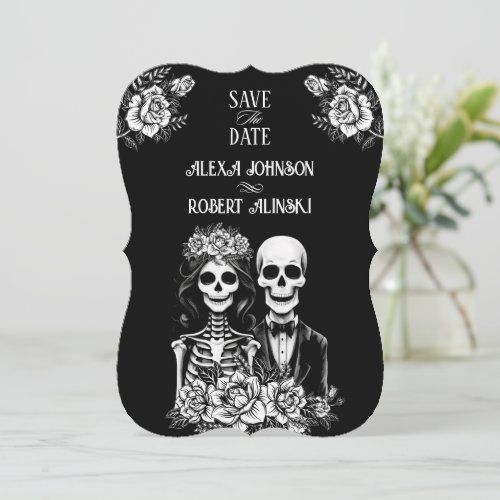 Gothic skeleton couple All in One Wedding  Save The Date