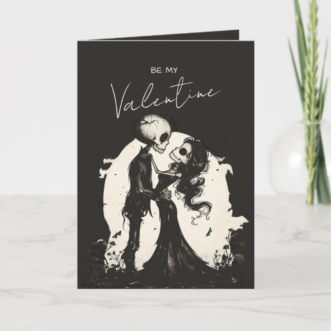 Gothic Skeleton Couple Dark Romantic Valentine Holiday Card (Front)