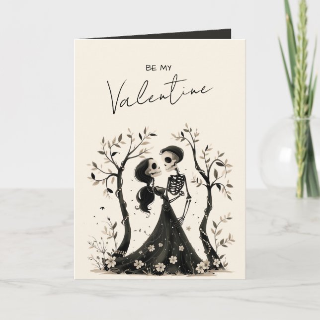 Gothic Skeleton Couple Dark Romantic Valentine Holiday Card (Front)