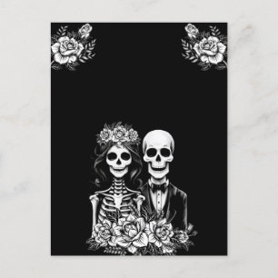 Gothic skeleton couple floral wedding Postcard